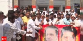Watch: Congress workers pour milk on Rahul Gandhi’s poster to celebrate caste census push | India News