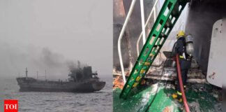 Major fire breaks out in Oman-bound vessel: INS Tabar answers distress call; crew rescued | India News
