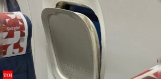 Mid-air panic: Goa-bound SpiceJet flight’s cabin window frame comes loose; airline says no safety risk | India News