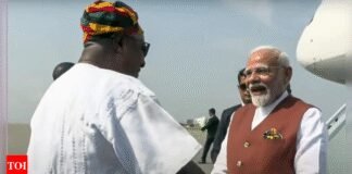 Five-nation tour: Modi becomes first PM to visit Ghana after 30 years; receives warm welcome from President Mahama at airport | India News