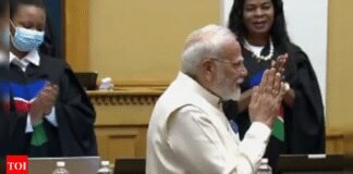 ‘Modi, Modi’ chants in Namibian parliament: PM receives standing ovation; promises stronger future ties in his address | India News