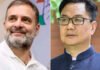 ‘When he speaks, his MPs get uncomfortable’: Kiren Rijiju slams Rahul Gandhi; takes George Soros dig at Congress | India News